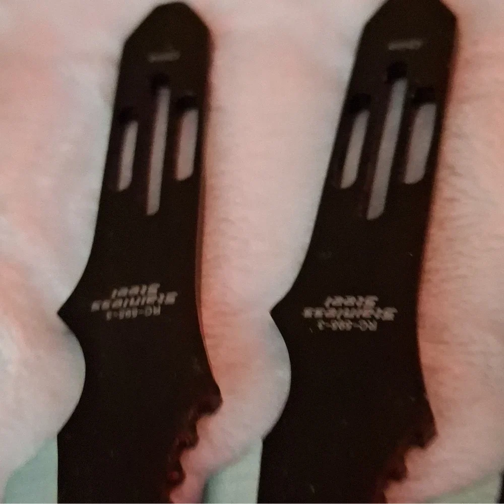 3pc Black Stainless Steel Throwing Knife Set, Spear Point, Full Tang, Sheath